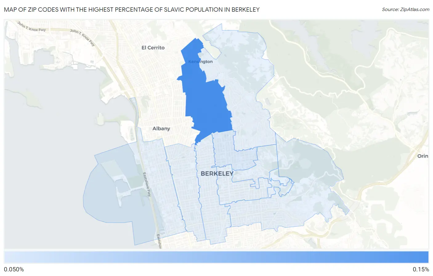 Zip Codes with the Highest Percentage of Slavic Population in Berkeley Map
