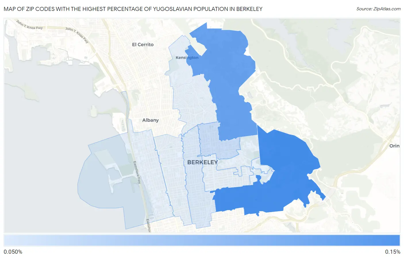 Zip Codes with the Highest Percentage of Yugoslavian Population in Berkeley Map