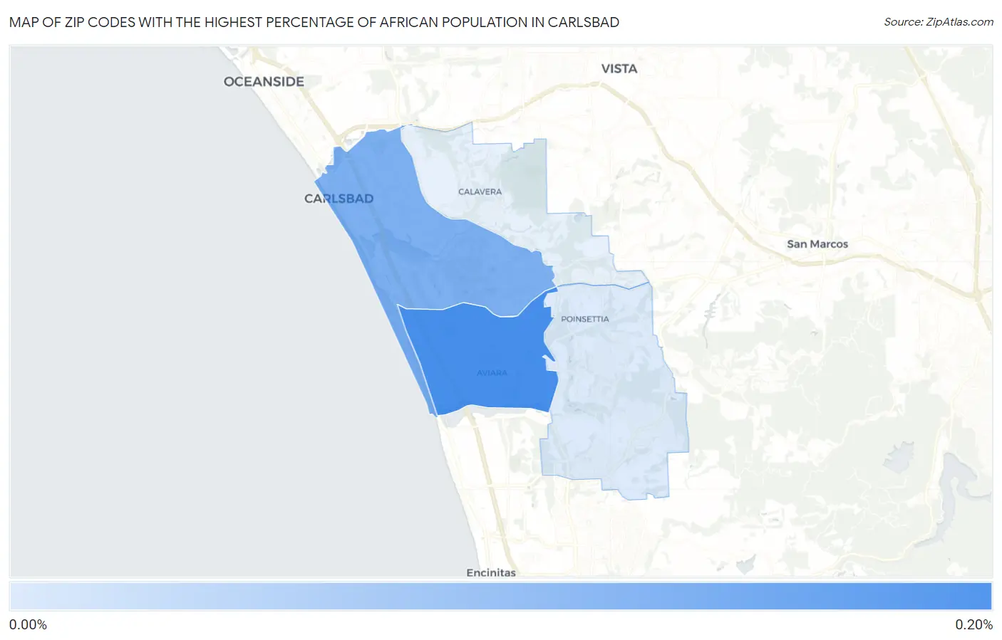 Zip Codes with the Highest Percentage of African Population in Carlsbad Map