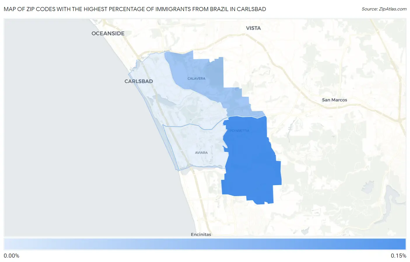 Zip Codes with the Highest Percentage of Immigrants from Brazil in Carlsbad Map