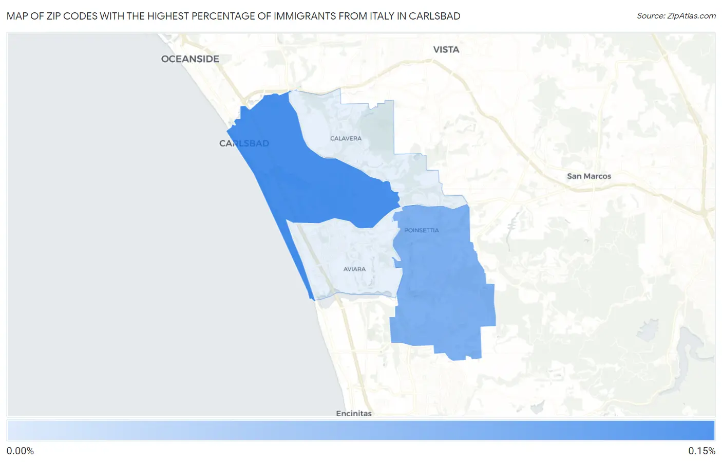 Zip Codes with the Highest Percentage of Immigrants from Italy in Carlsbad Map