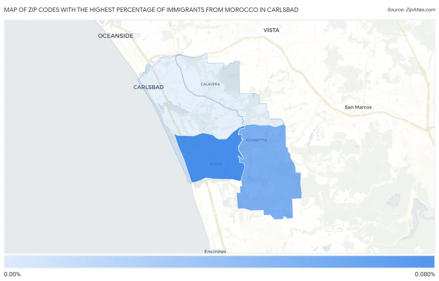Zip Codes with the Highest Percentage of Immigrants from Morocco in Carlsbad Map