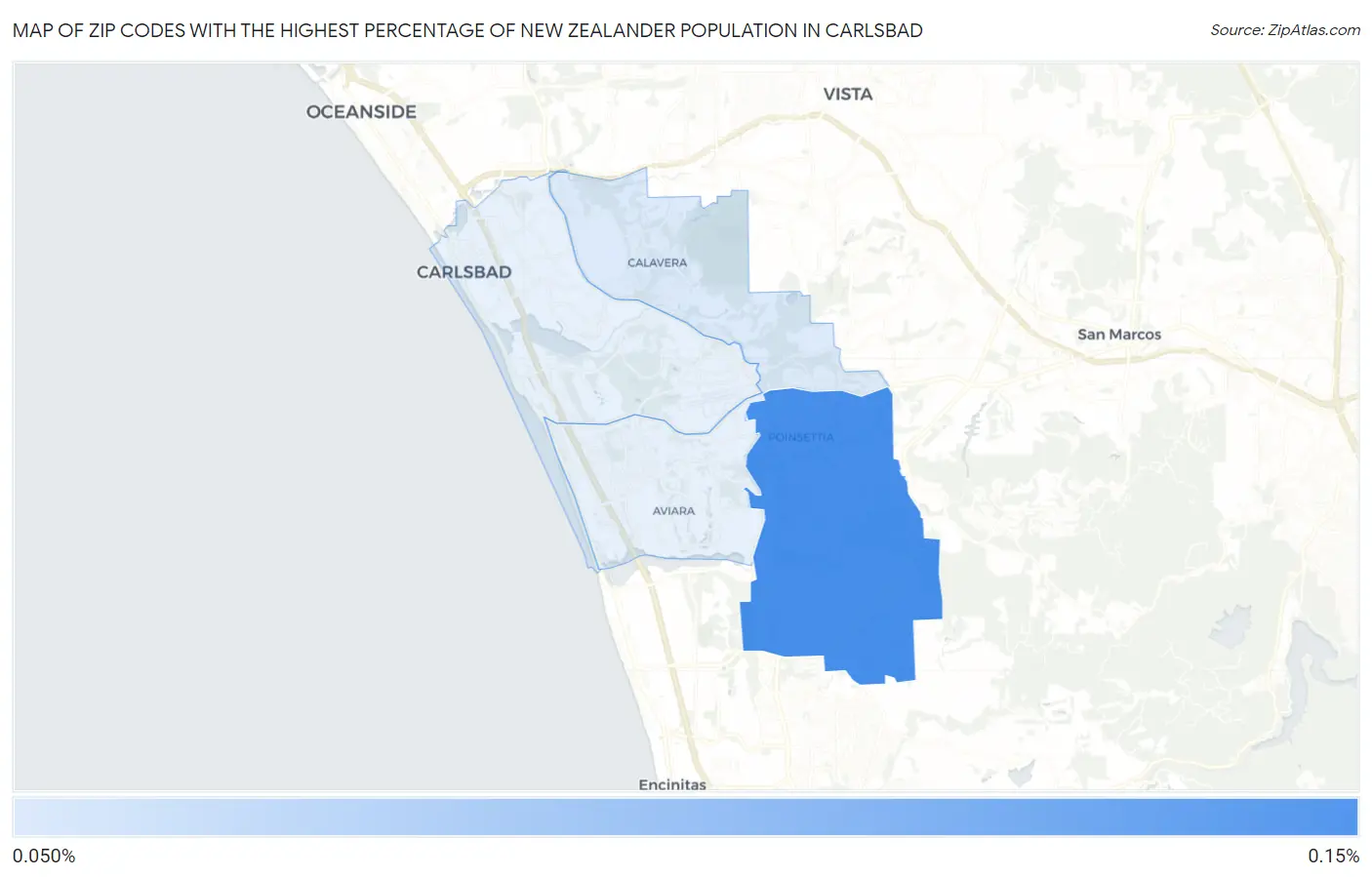 Zip Codes with the Highest Percentage of New Zealander Population in Carlsbad Map