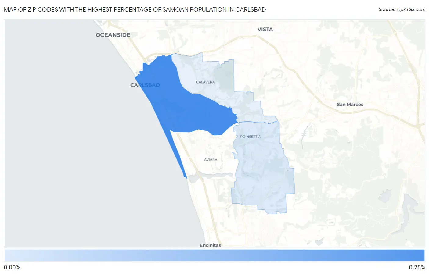 Zip Codes with the Highest Percentage of Samoan Population in Carlsbad Map