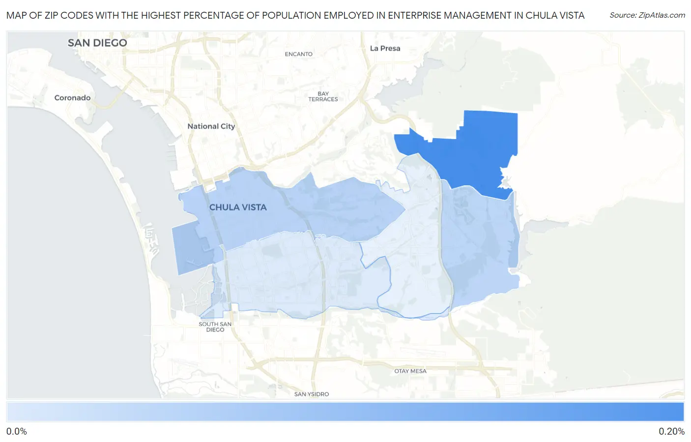 Zip Codes with the Highest Percentage of Population Employed in Enterprise Management in Chula Vista Map