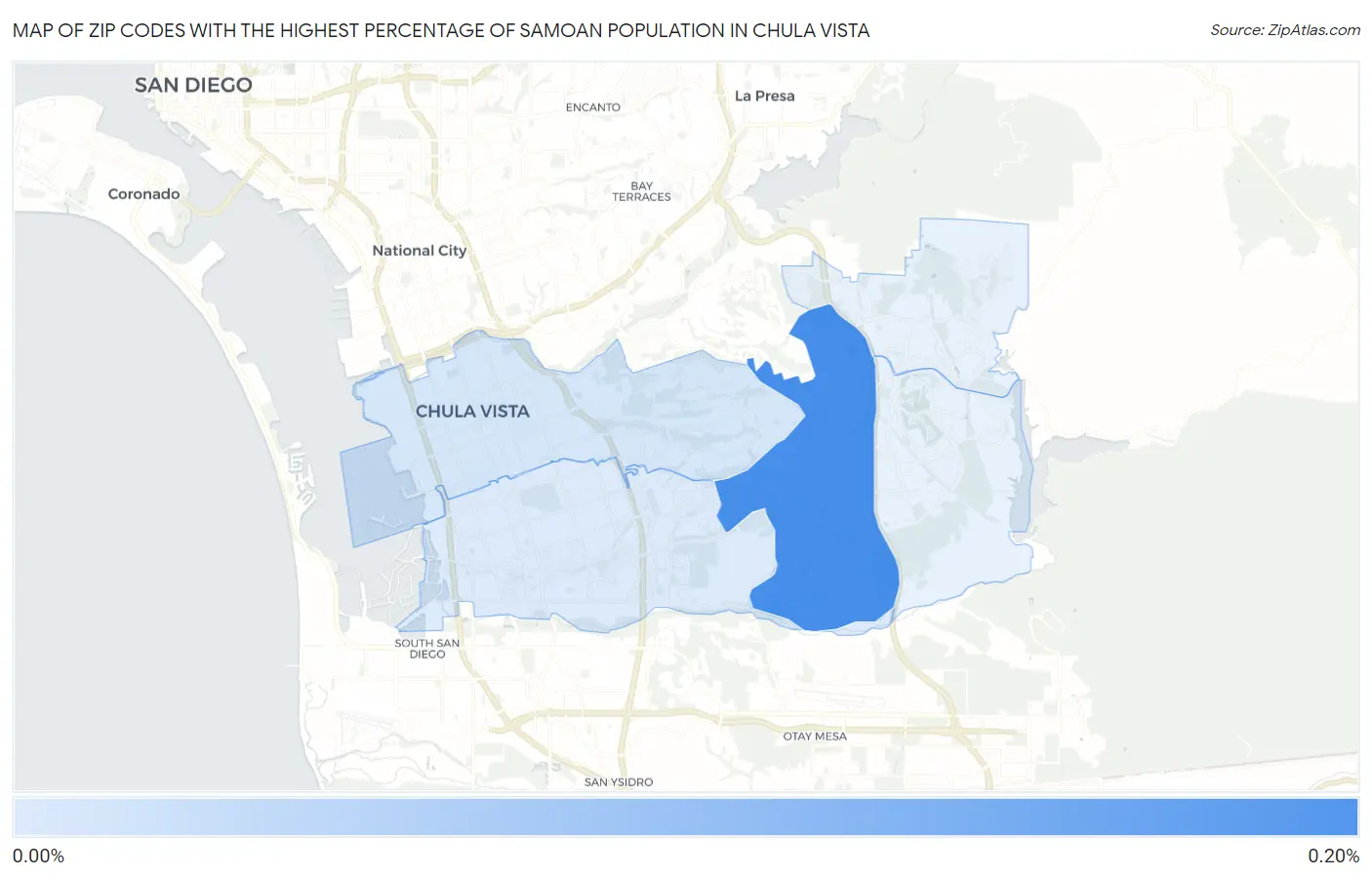 Zip Codes with the Highest Percentage of Samoan Population in Chula Vista Map