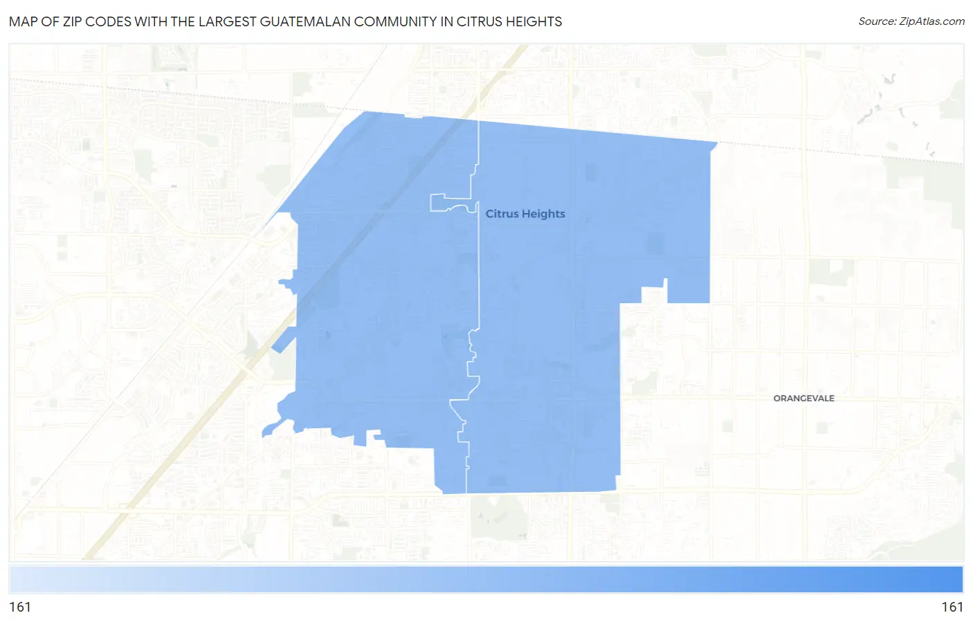 Zip Codes with the Largest Guatemalan Community in Citrus Heights Map