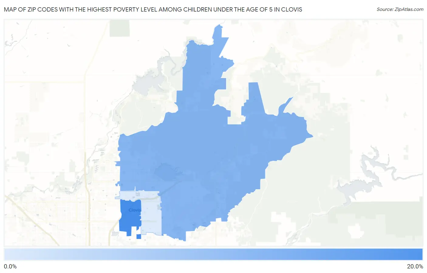 Zip Codes with the Highest Poverty Level Among Children Under the Age of 5 in Clovis Map