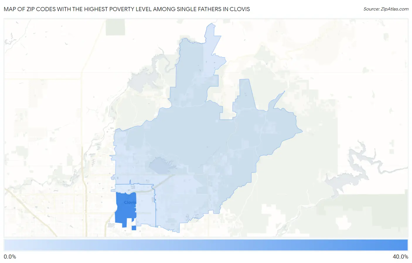 Zip Codes with the Highest Poverty Level Among Single Fathers in Clovis Map