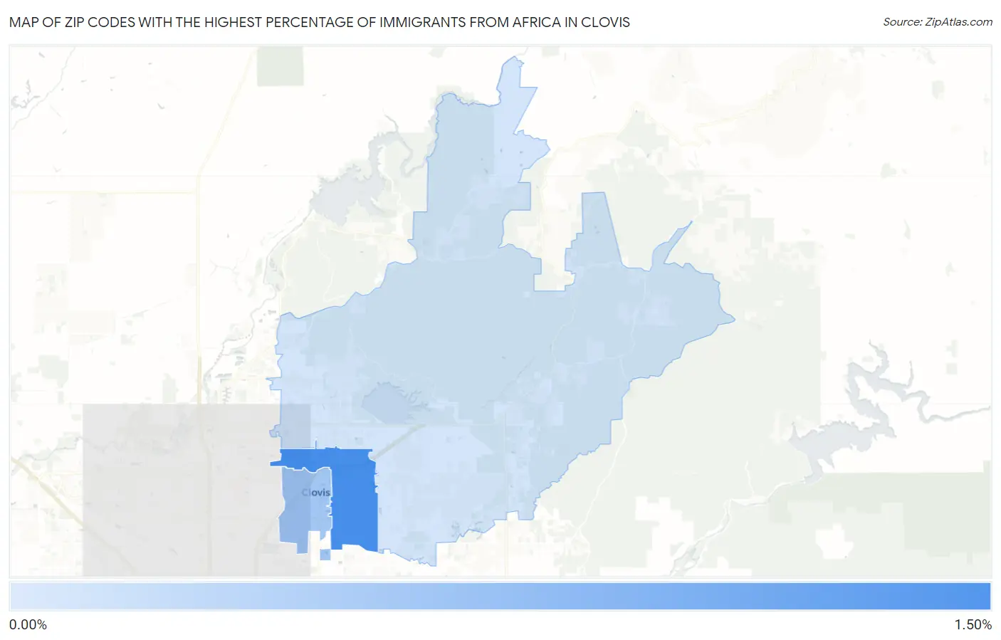 Zip Codes with the Highest Percentage of Immigrants from Africa in Clovis Map