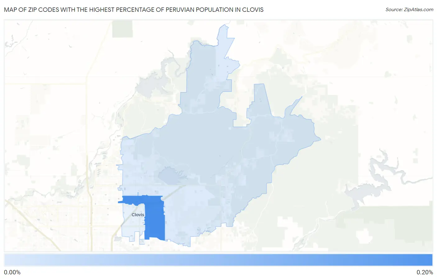 Zip Codes with the Highest Percentage of Peruvian Population in Clovis Map