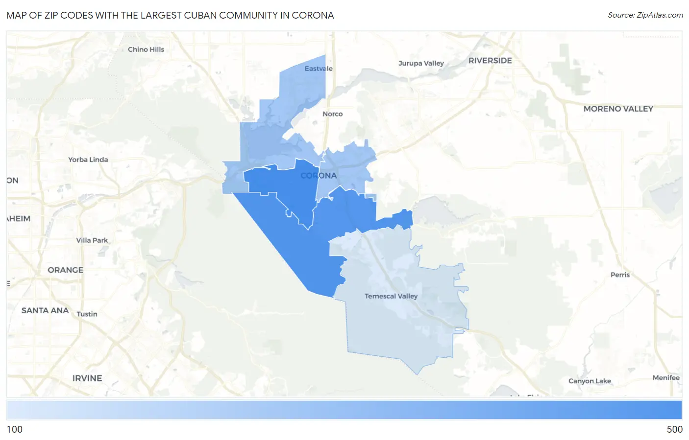 Zip Codes with the Largest Cuban Community in Corona Map
