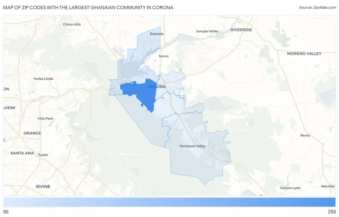 Zip Codes with the Largest Ghanaian Community in Corona Map