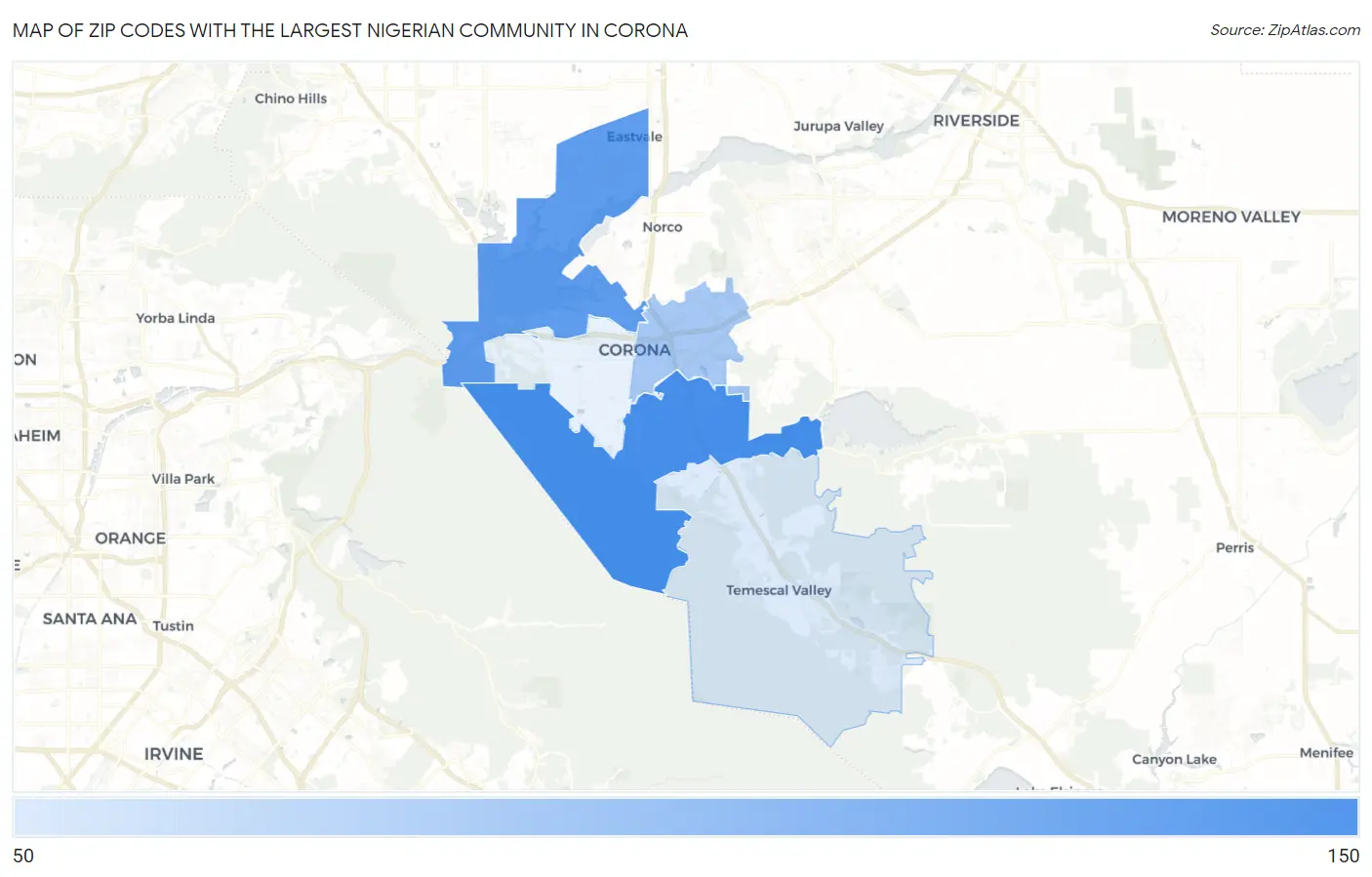Zip Codes with the Largest Nigerian Community in Corona Map