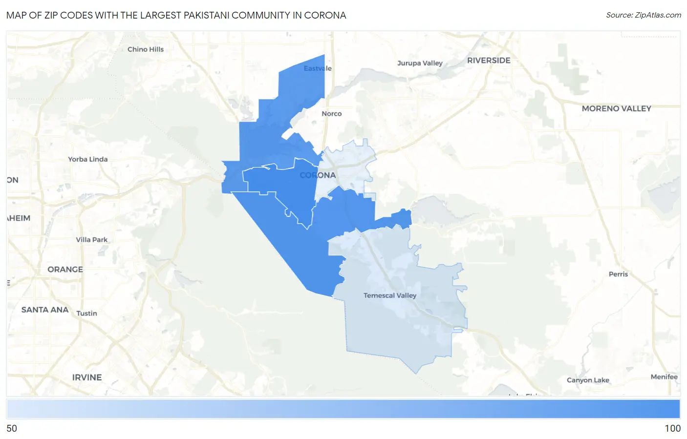 Zip Codes with the Largest Pakistani Community in Corona Map