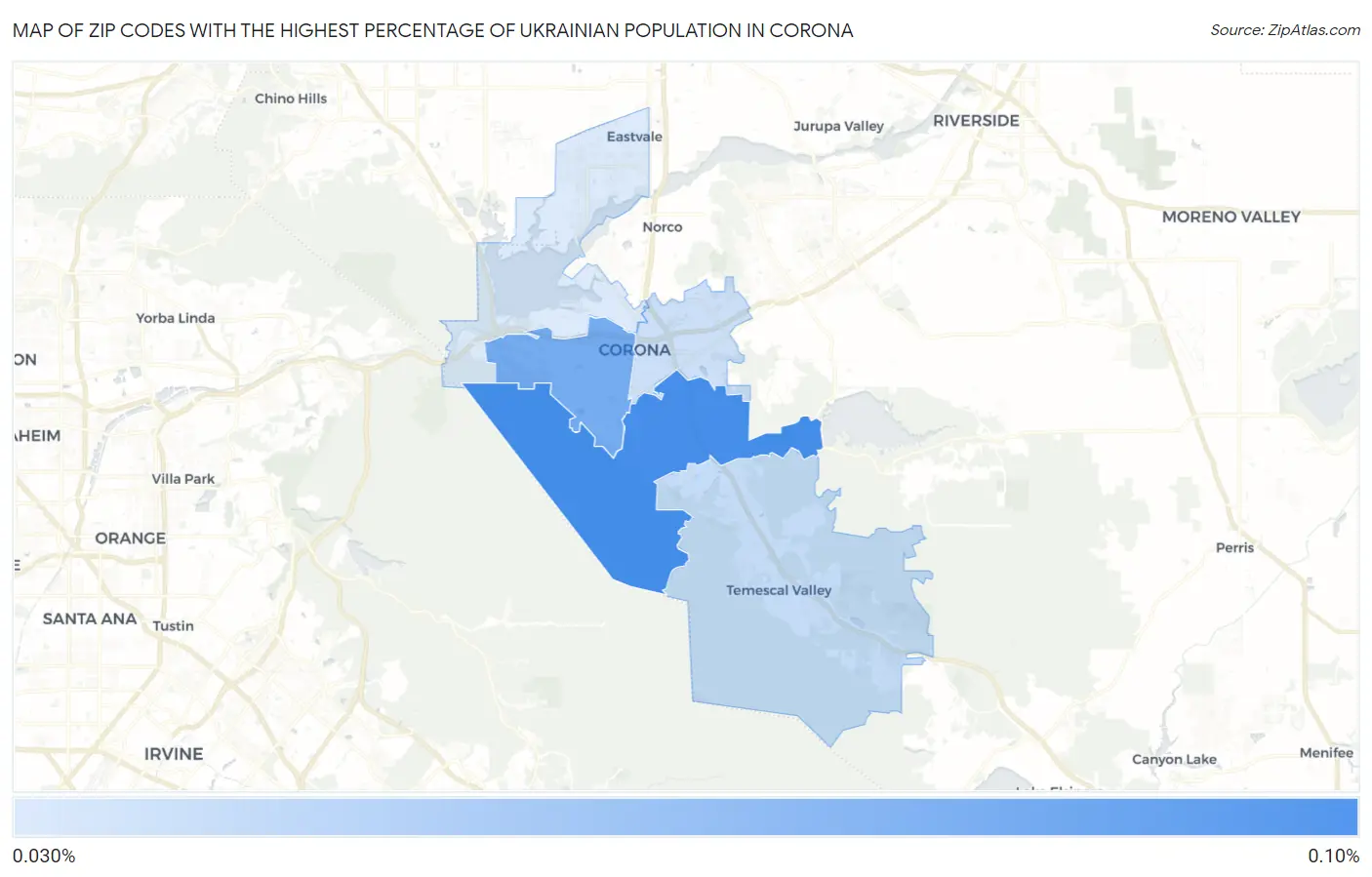 Zip Codes with the Highest Percentage of Ukrainian Population in Corona Map