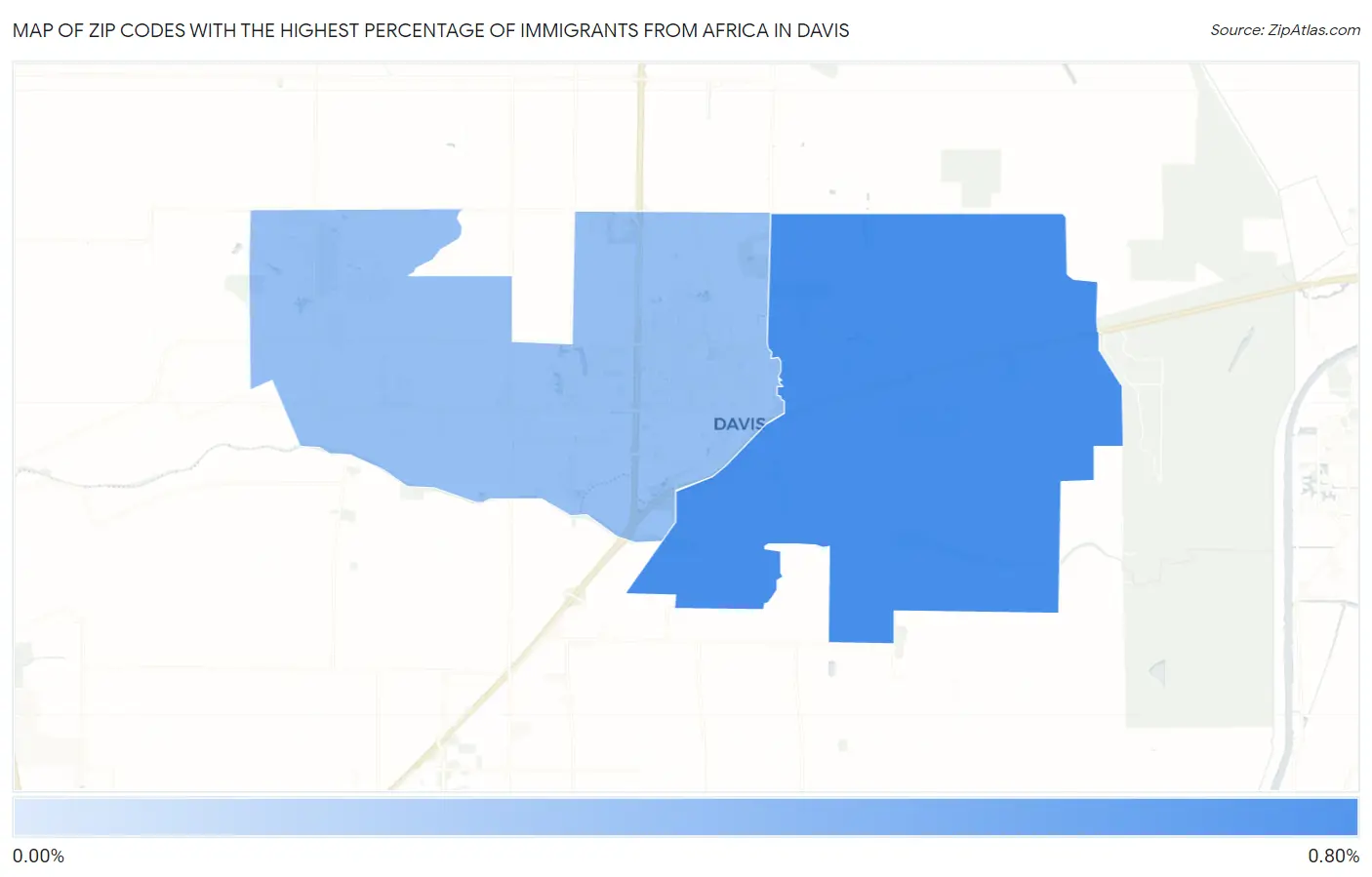 Zip Codes with the Highest Percentage of Immigrants from Africa in Davis Map