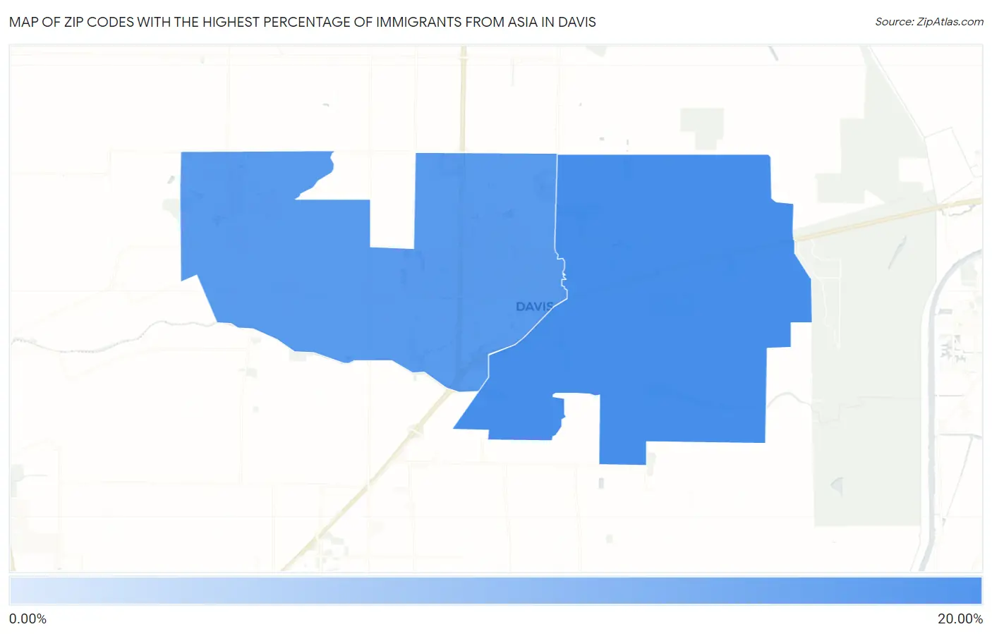 Zip Codes with the Highest Percentage of Immigrants from Asia in Davis Map