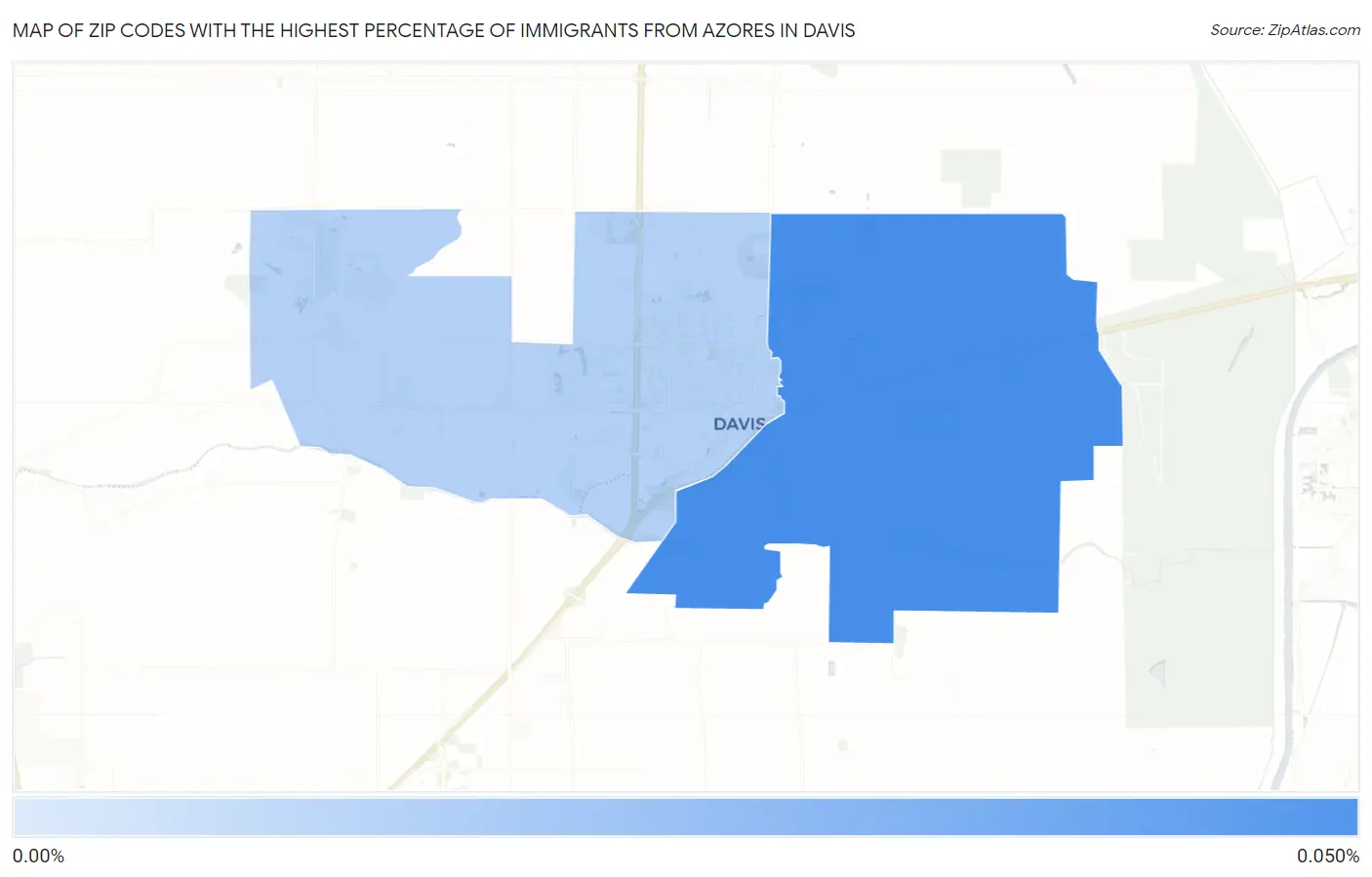 Zip Codes with the Highest Percentage of Immigrants from Azores in Davis Map