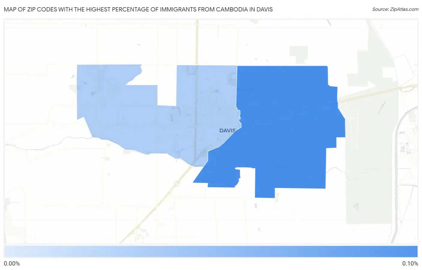 Zip Codes with the Highest Percentage of Immigrants from Cambodia in Davis Map