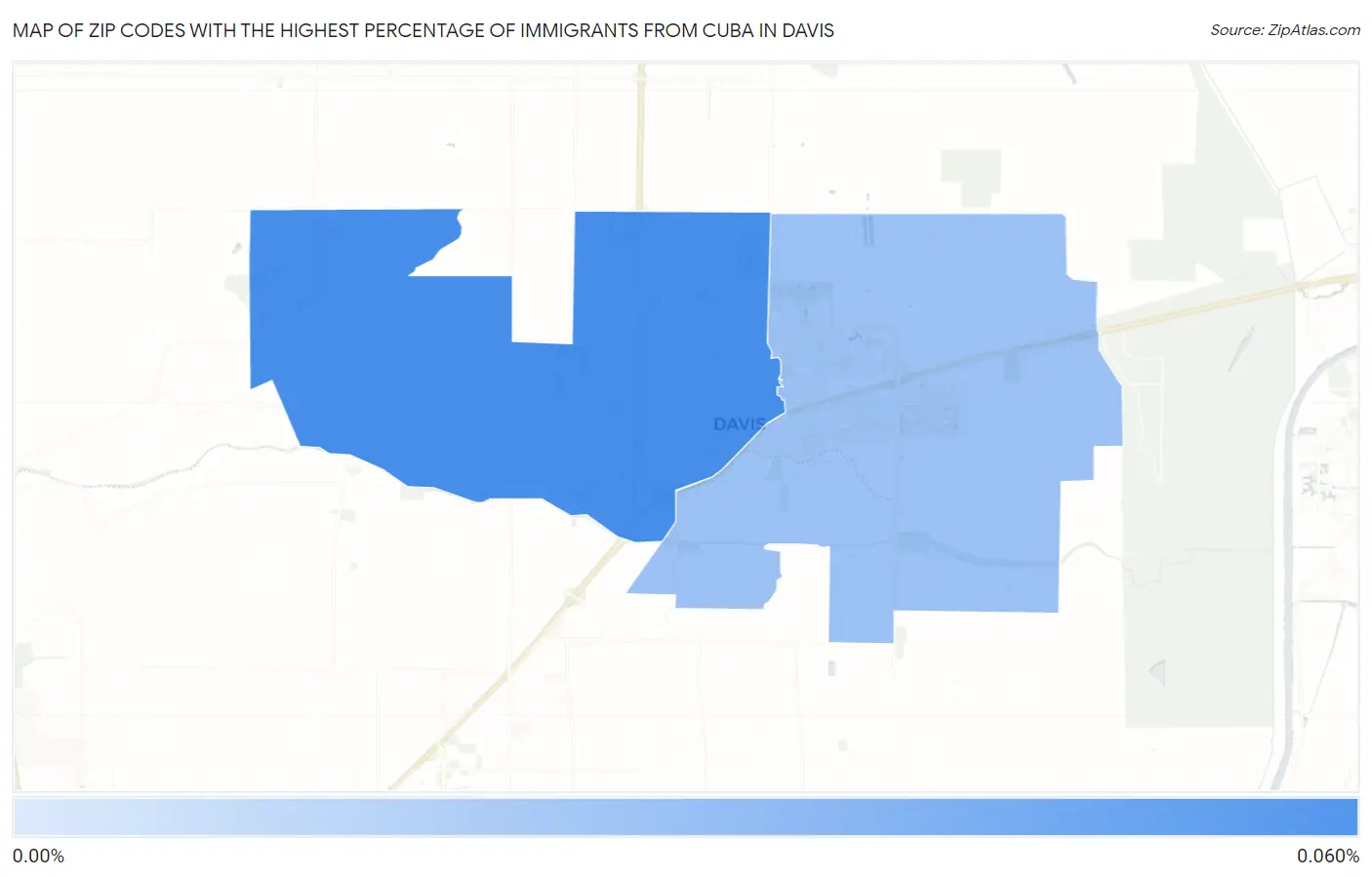 Zip Codes with the Highest Percentage of Immigrants from Cuba in Davis Map