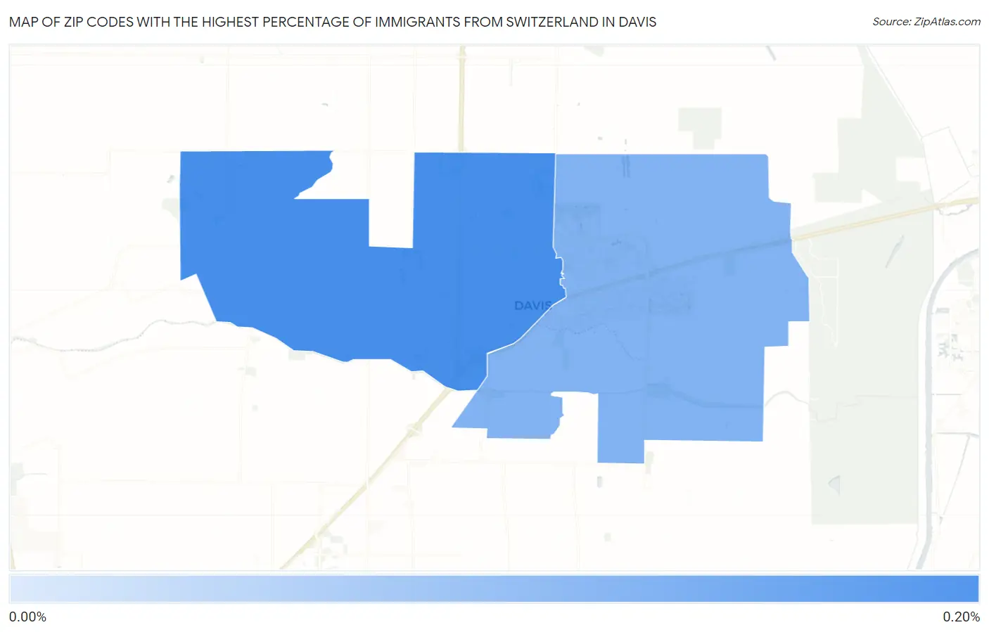 Zip Codes with the Highest Percentage of Immigrants from Switzerland in Davis Map