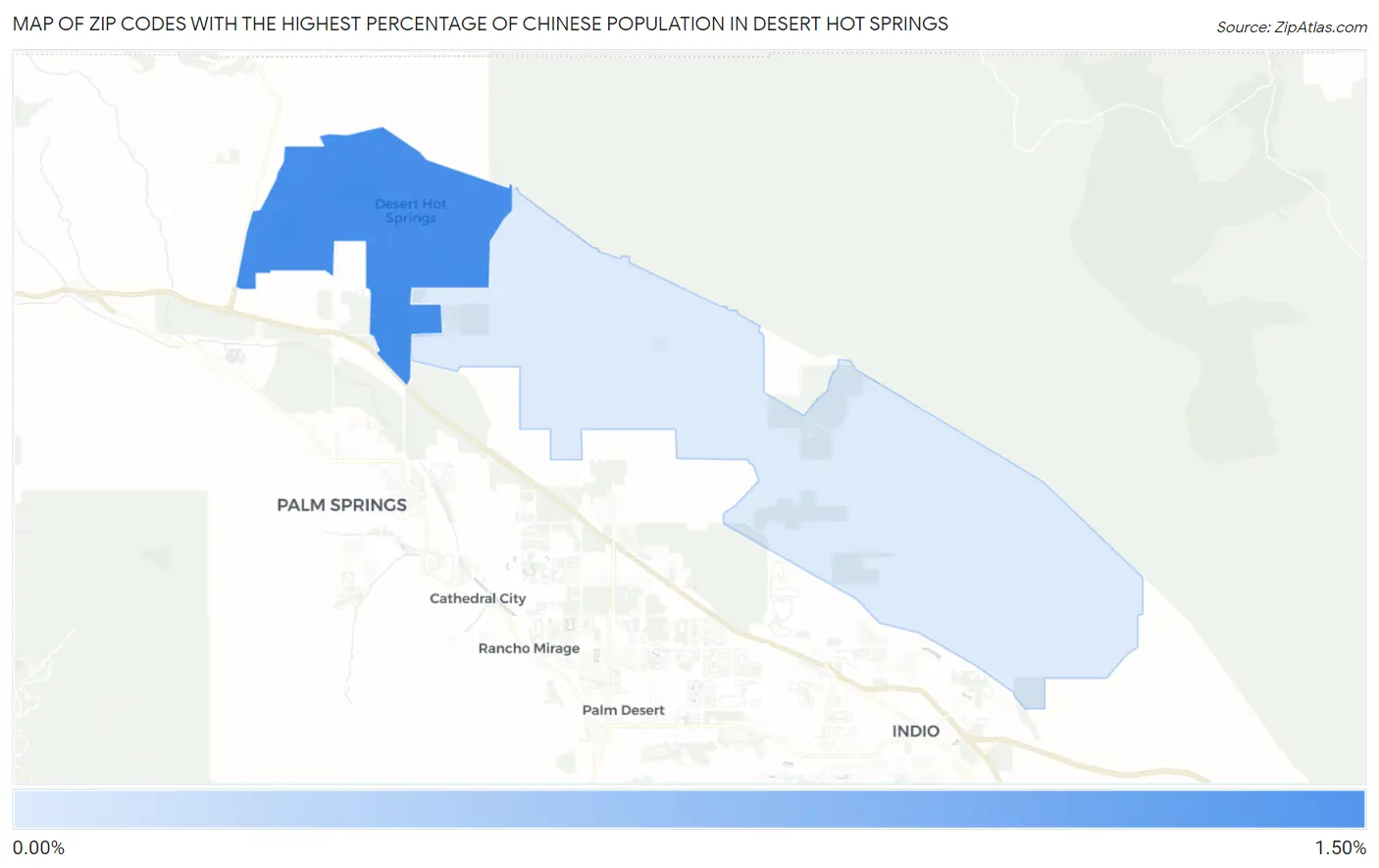 Zip Codes with the Highest Percentage of Chinese Population in Desert Hot Springs Map