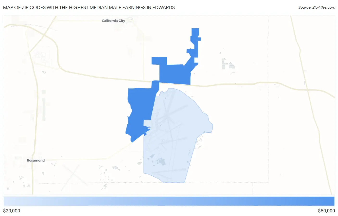 Zip Codes with the Highest Median Male Earnings in Edwards Map