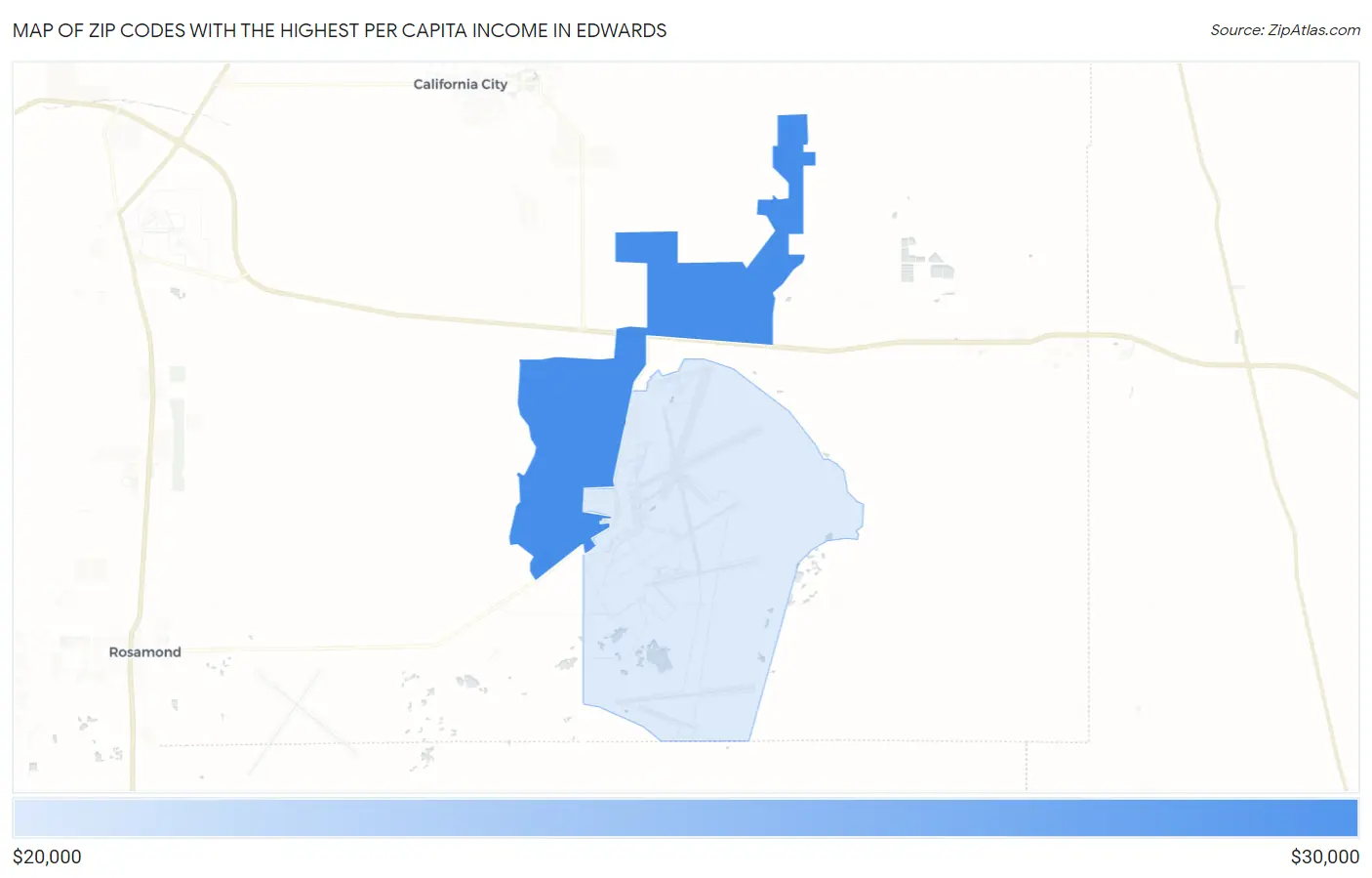Zip Codes with the Highest Per Capita Income in Edwards Map
