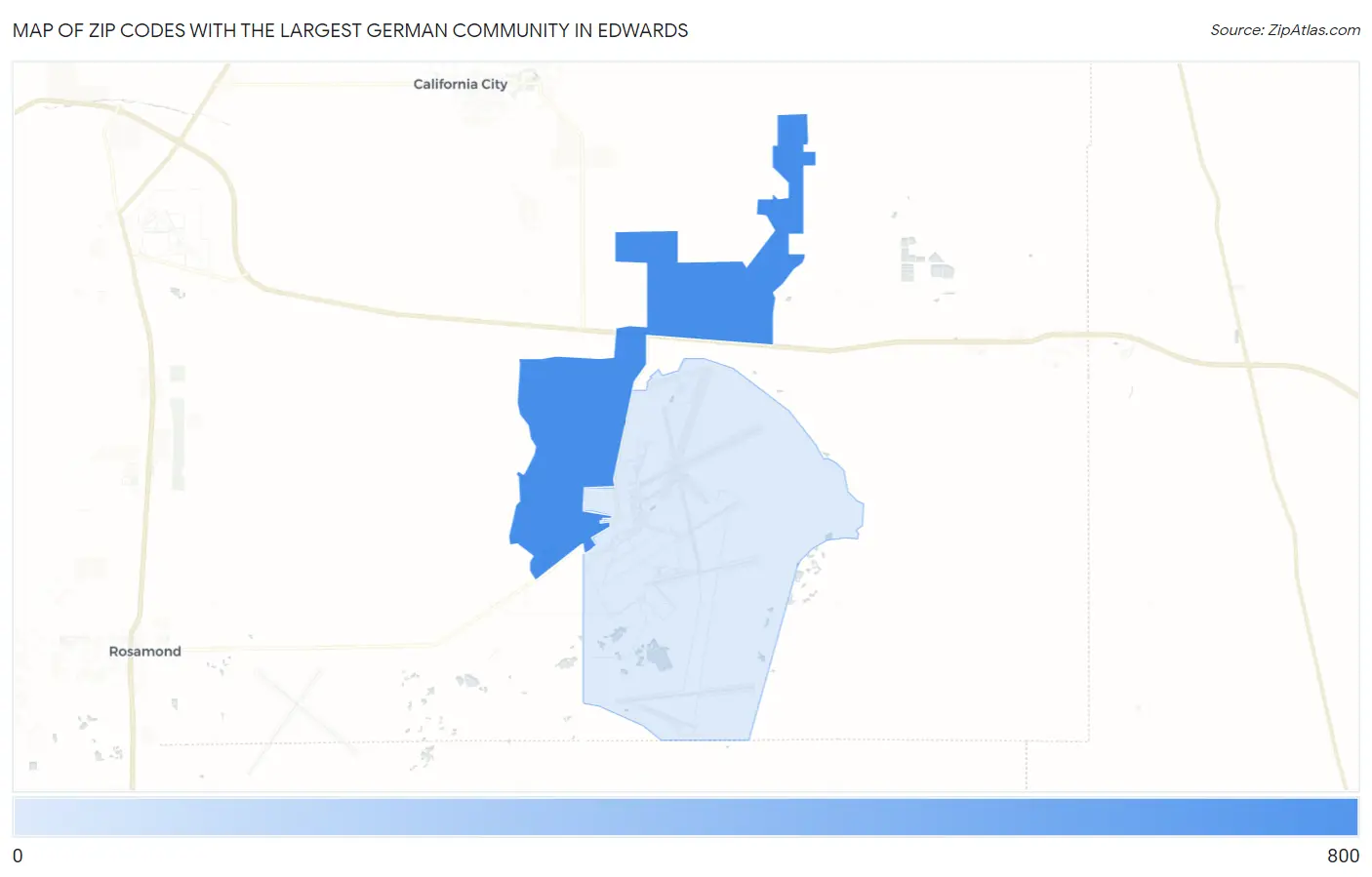 Zip Codes with the Largest German Community in Edwards Map
