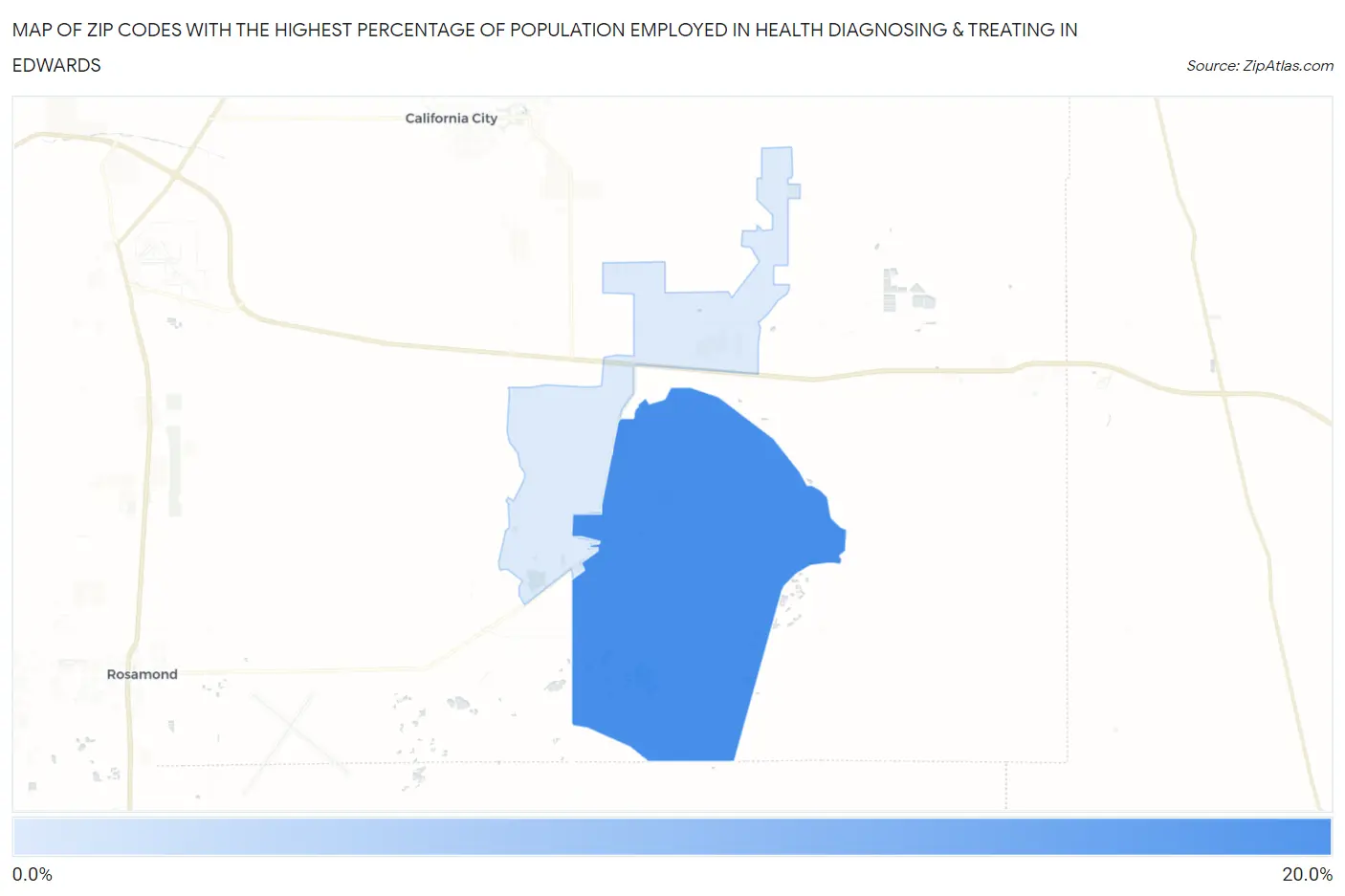 Zip Codes with the Highest Percentage of Population Employed in Health Diagnosing & Treating in Edwards Map