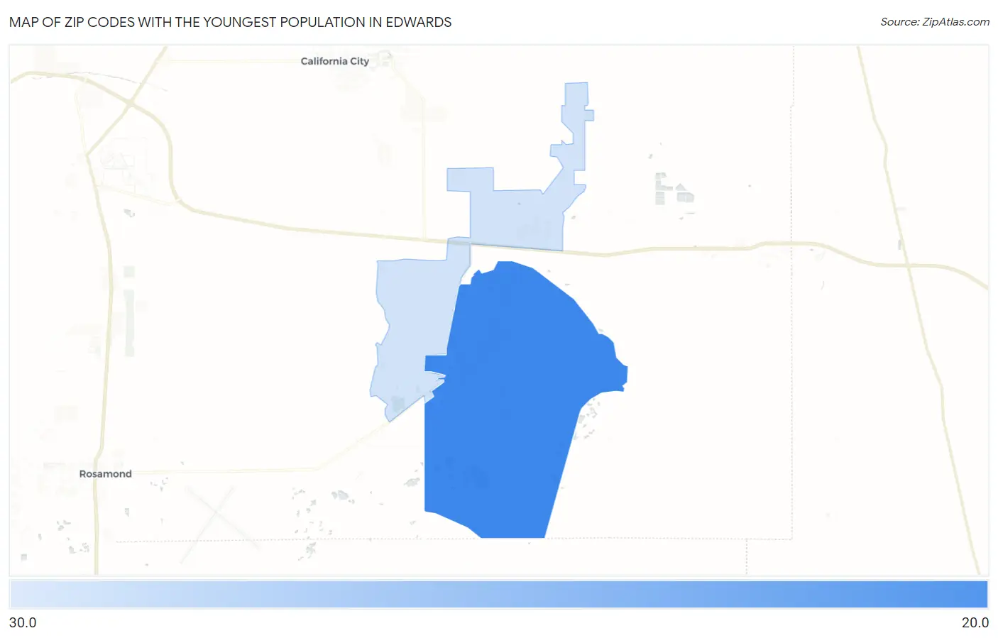 Zip Codes with the Youngest Population in Edwards Map