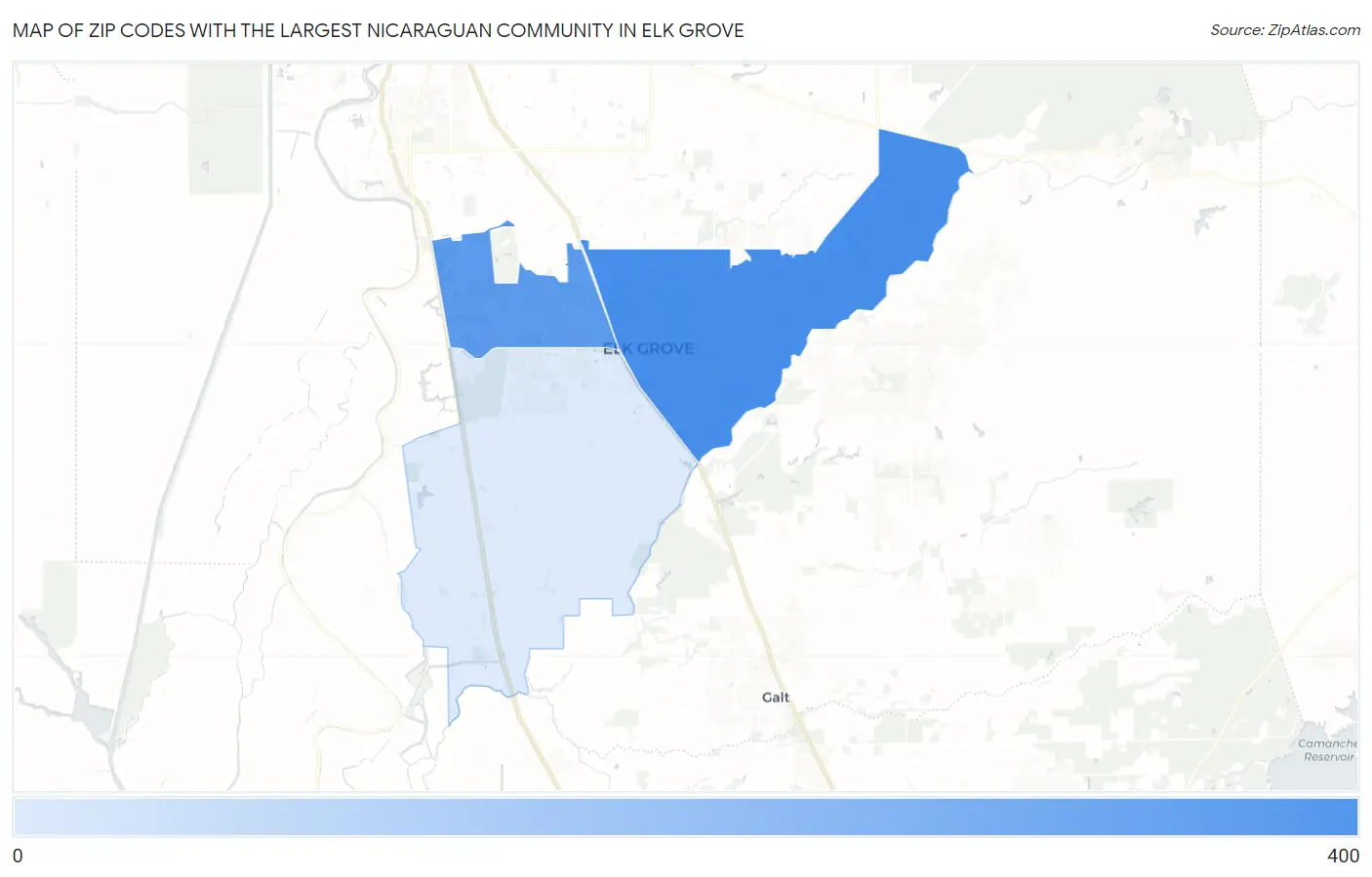 Zip Codes with the Largest Nicaraguan Community in Elk Grove Map
