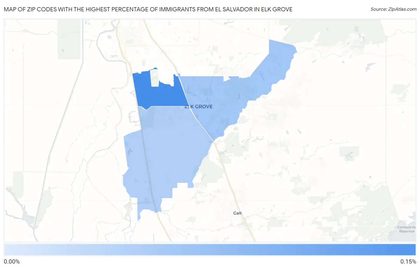 Zip Codes with the Highest Percentage of Immigrants from El Salvador in Elk Grove Map