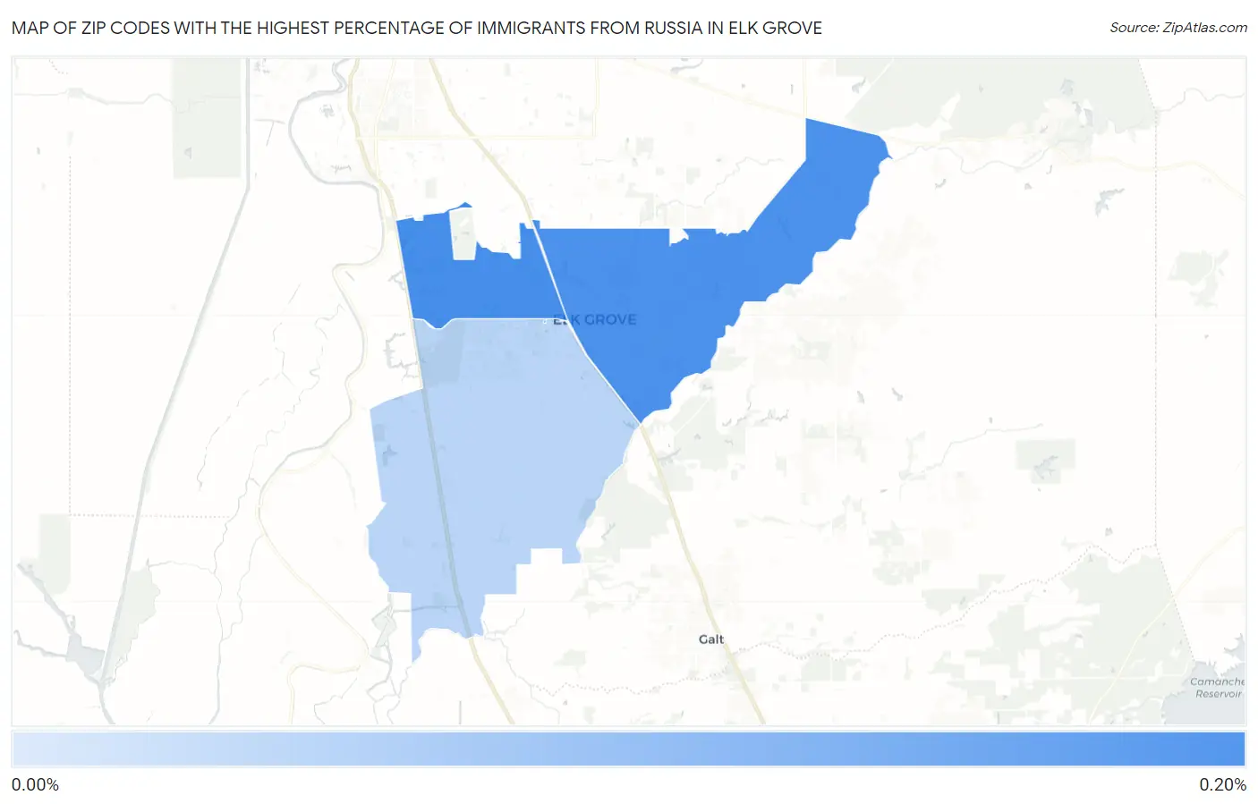 Zip Codes with the Highest Percentage of Immigrants from Russia in Elk Grove Map