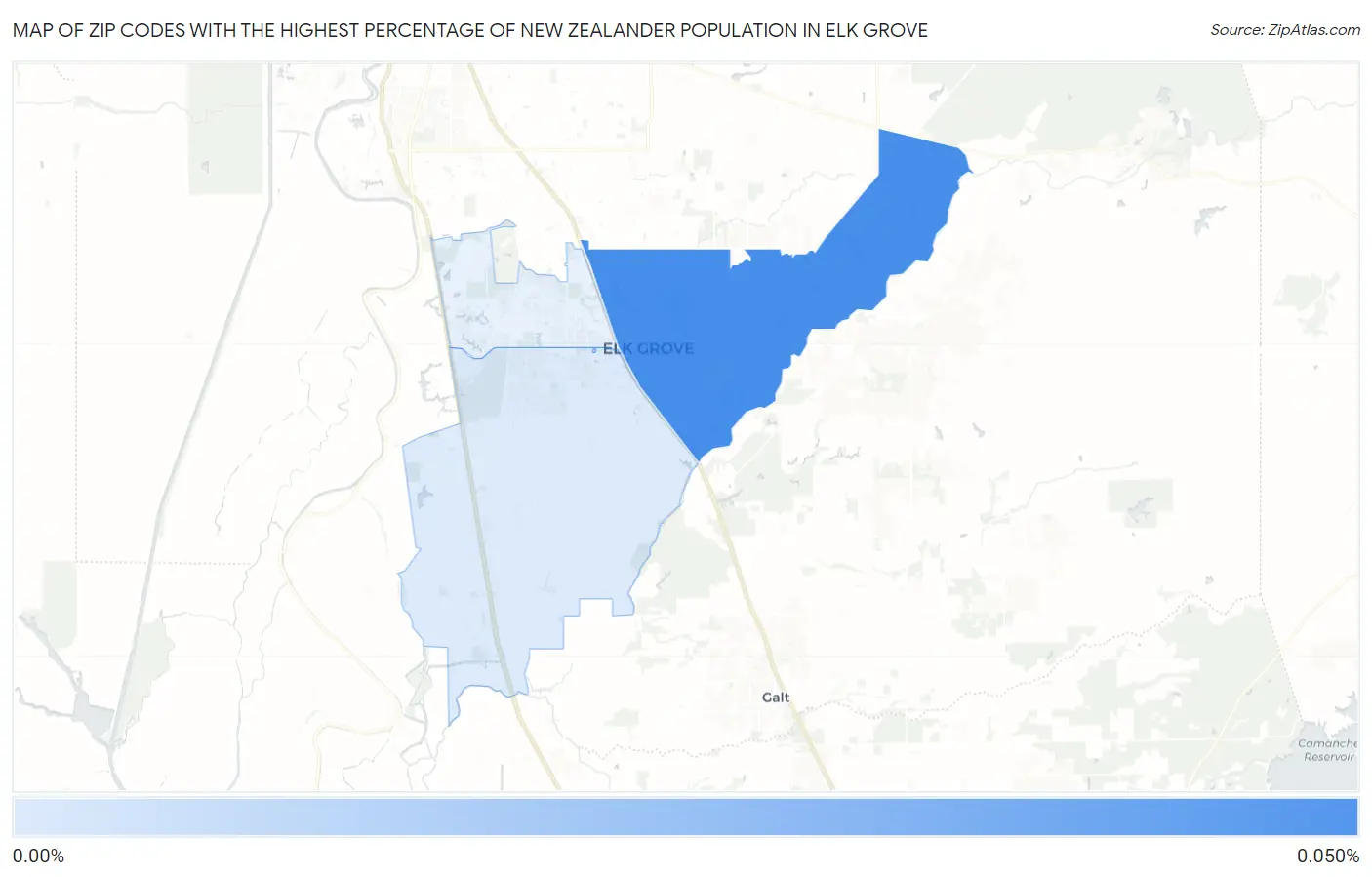 Zip Codes with the Highest Percentage of New Zealander Population in Elk Grove Map