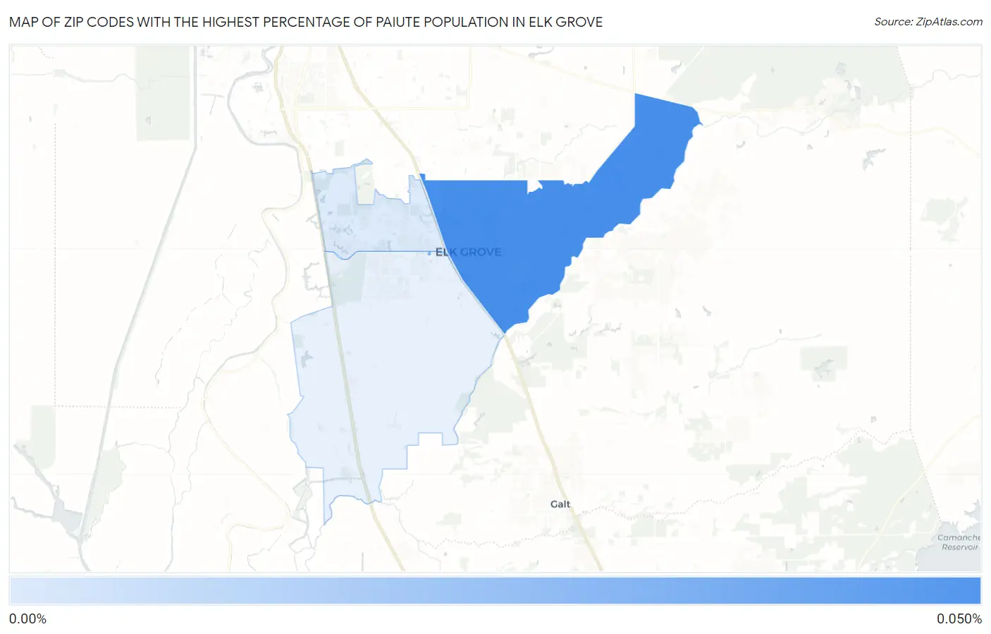 Zip Codes with the Highest Percentage of Paiute Population in Elk Grove Map