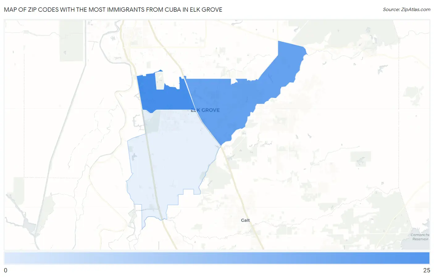 Zip Codes with the Most Immigrants from Cuba in Elk Grove Map