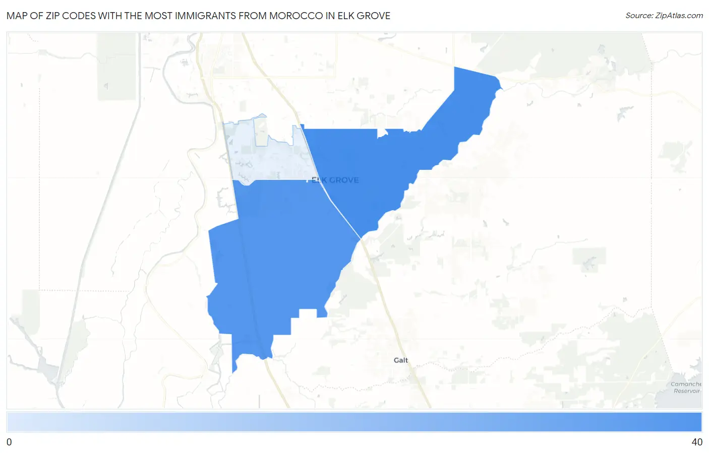 Zip Codes with the Most Immigrants from Morocco in Elk Grove Map
