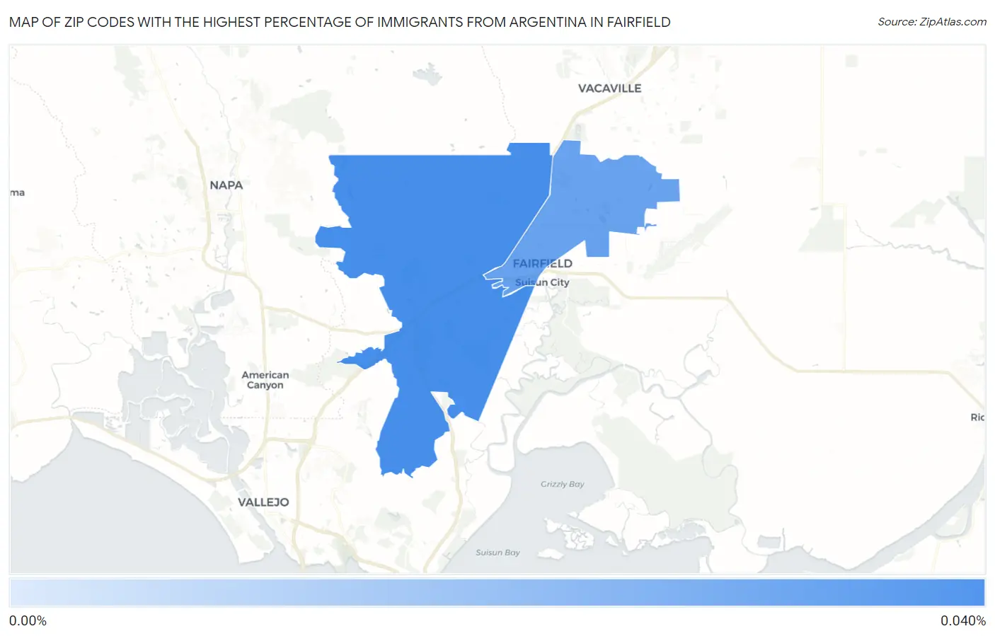 Zip Codes with the Highest Percentage of Immigrants from Argentina in Fairfield Map