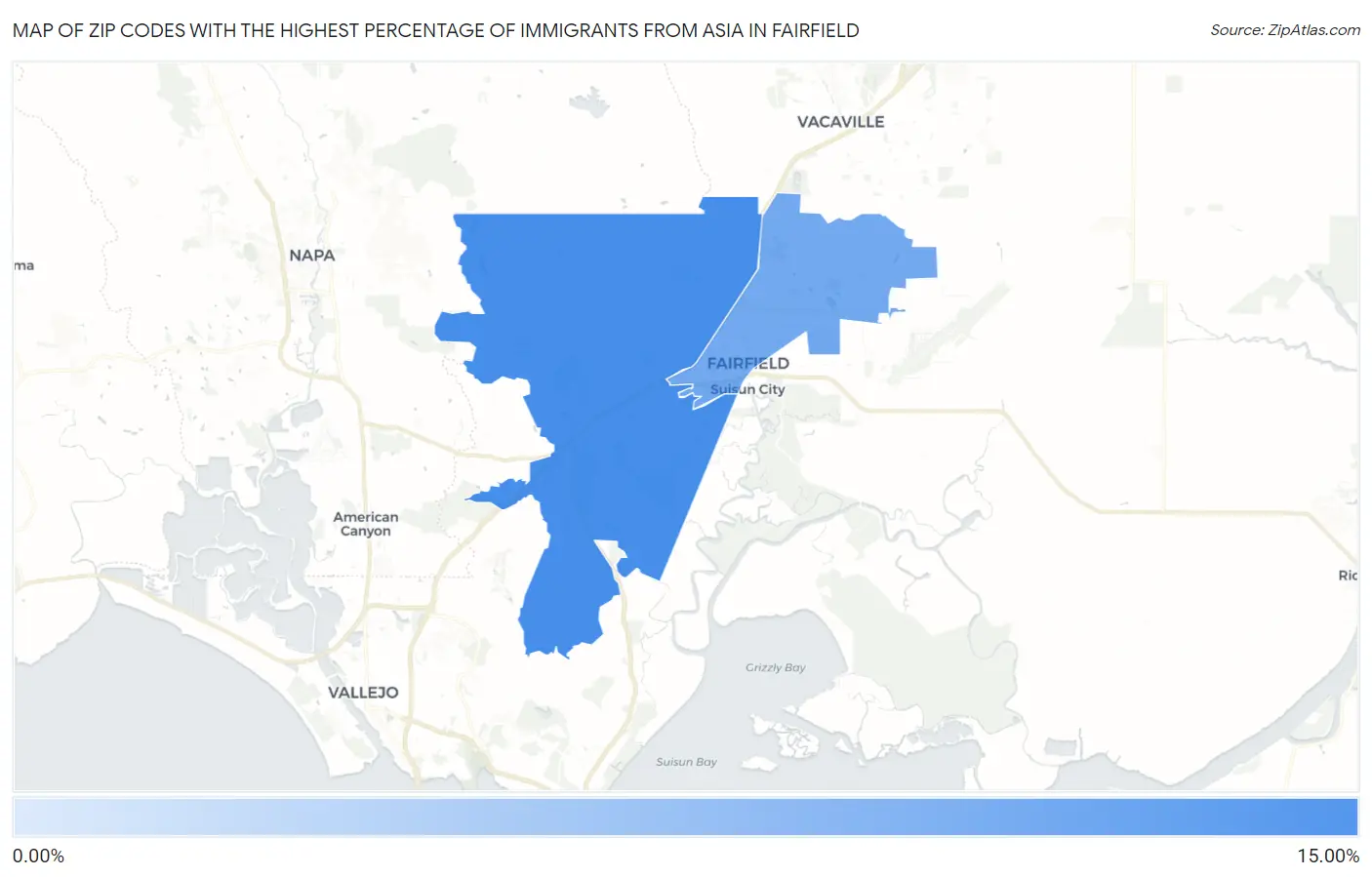 Zip Codes with the Highest Percentage of Immigrants from Asia in Fairfield Map