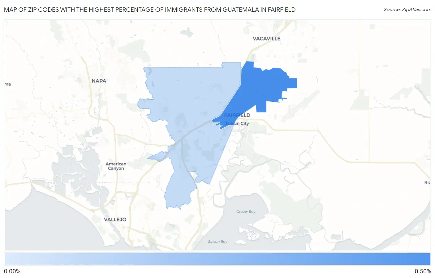 Zip Codes with the Highest Percentage of Immigrants from Guatemala in Fairfield Map