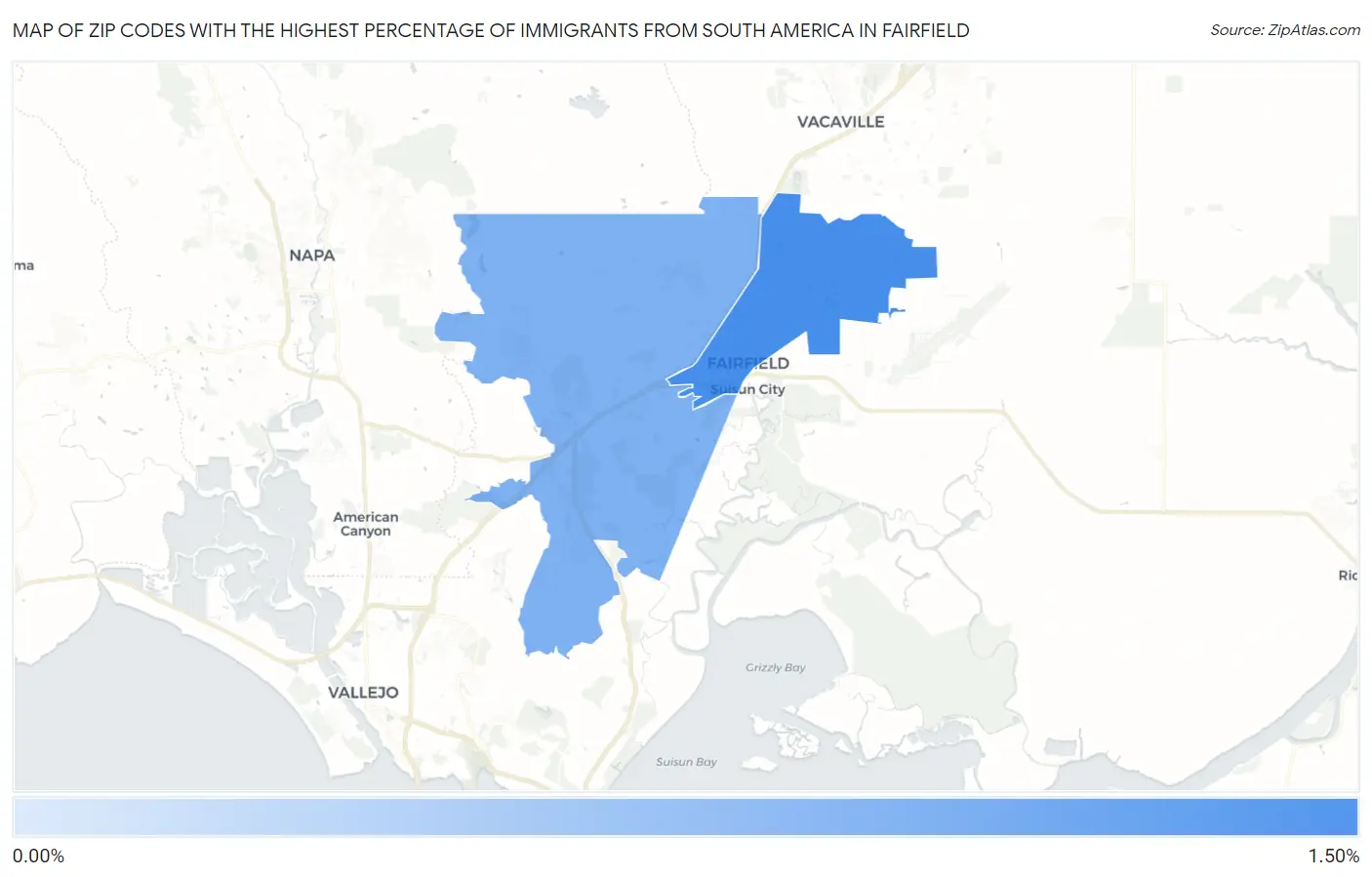 Zip Codes with the Highest Percentage of Immigrants from South America in Fairfield Map