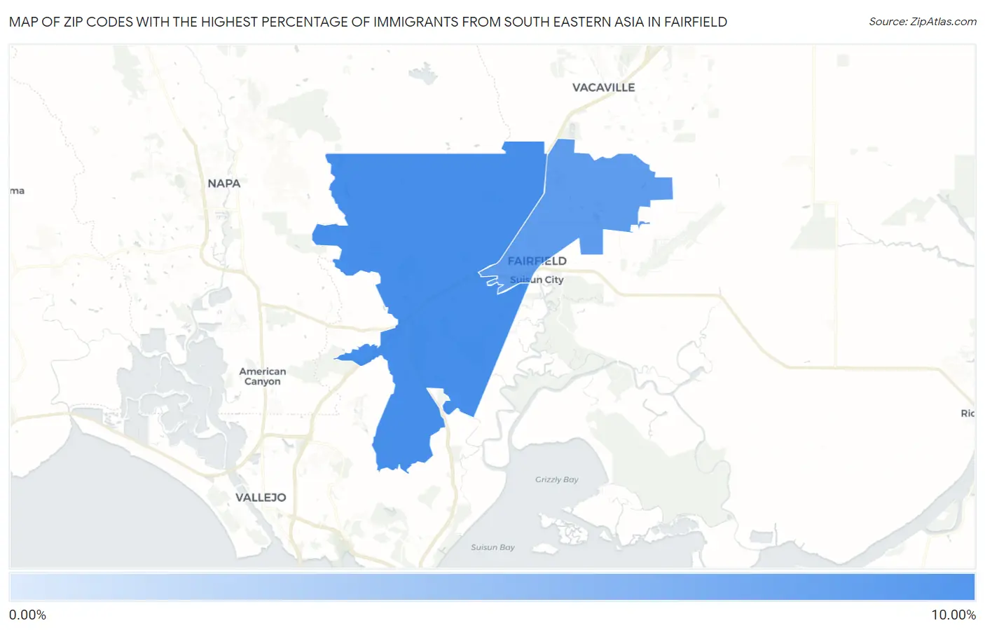 Zip Codes with the Highest Percentage of Immigrants from South Eastern Asia in Fairfield Map