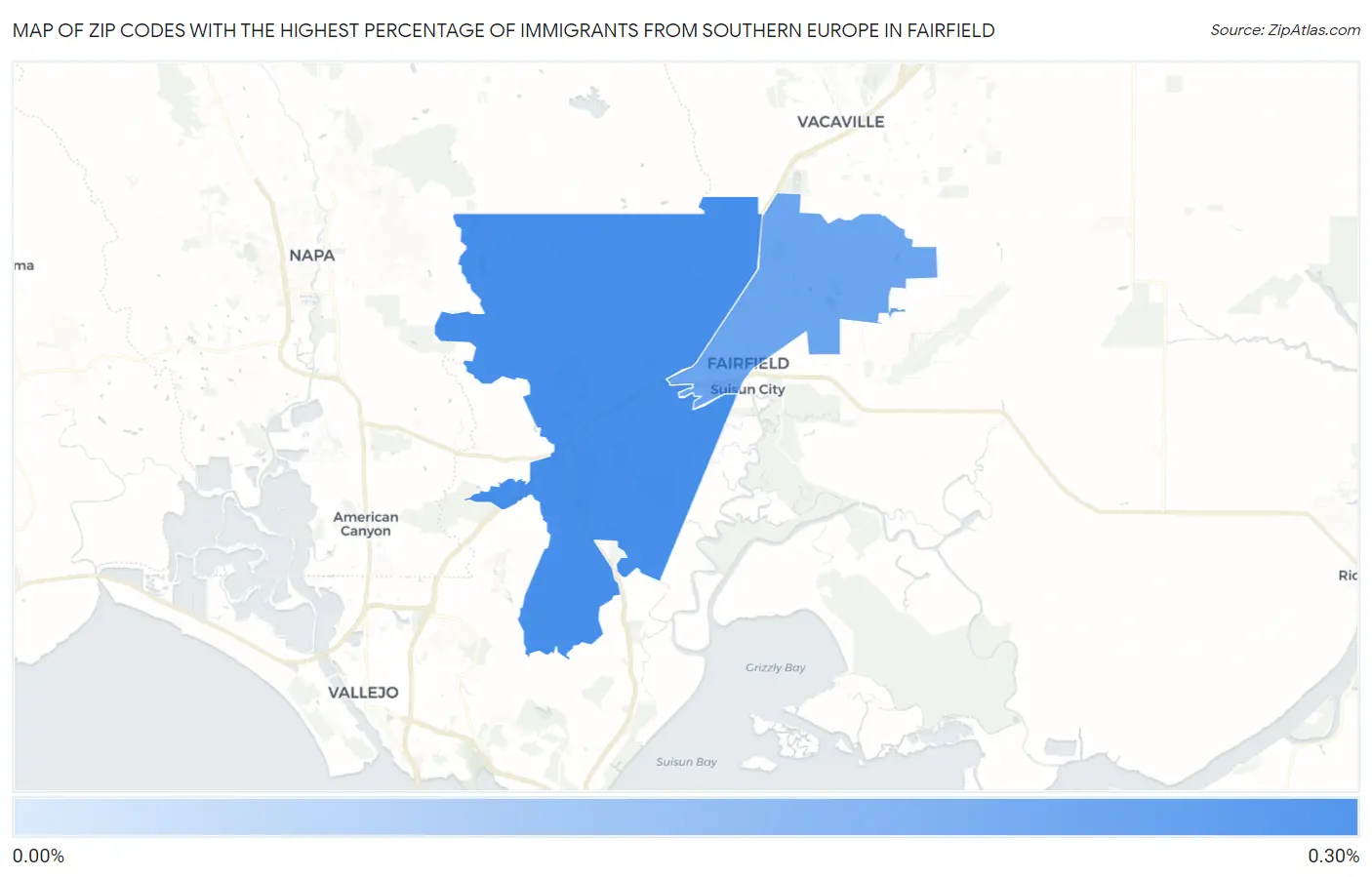 Zip Codes with the Highest Percentage of Immigrants from Southern Europe in Fairfield Map