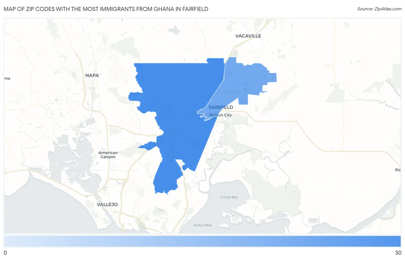 Zip Codes with the Most Immigrants from Ghana in Fairfield Map