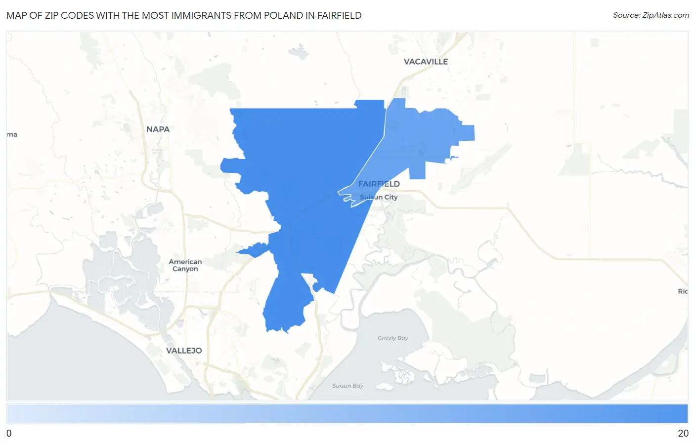 Zip Codes with the Most Immigrants from Poland in Fairfield Map