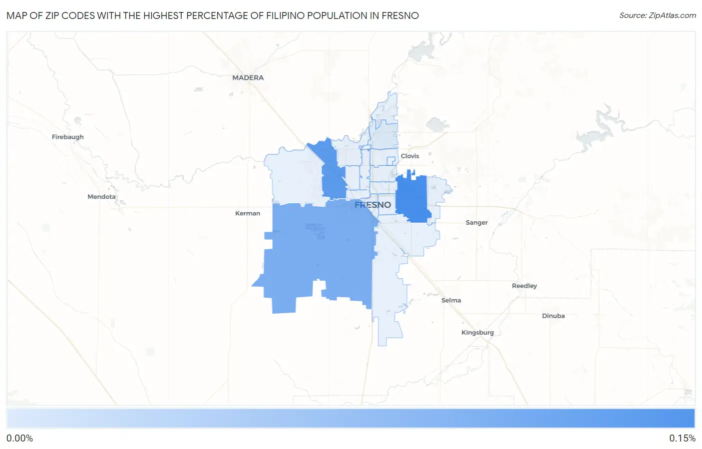 Zip Codes with the Highest Percentage of Filipino Population in Fresno Map