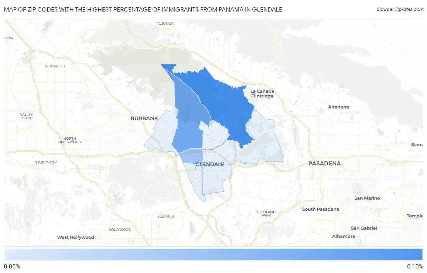 Zip Codes with the Highest Percentage of Immigrants from Panama in Glendale Map