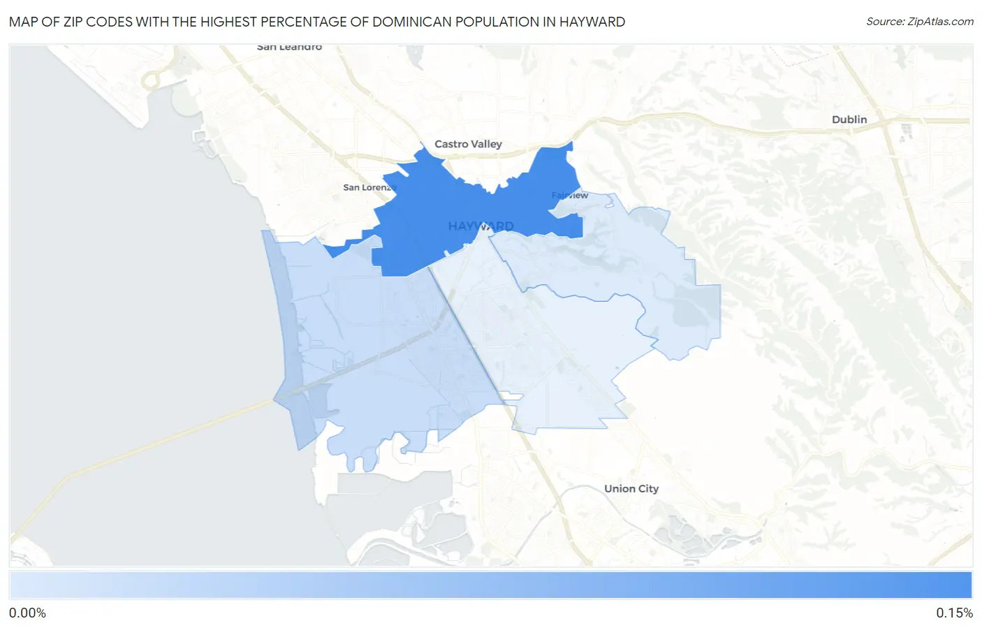 Zip Codes with the Highest Percentage of Dominican Population in Hayward Map